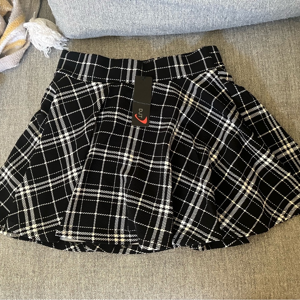 Black and White Plaid Women's Skirt